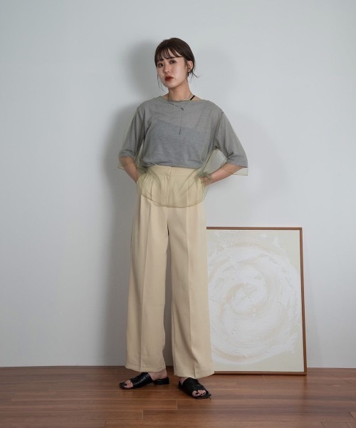 Amiur（エミレ）の「tulle docking soft touch tops（Tシャツ/カットソー・レディース・アイボリー/ベージュ/グレー・FREE）」の21枚目の写真