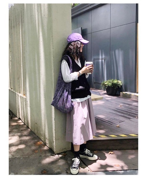 SpRay（スプレイ）の「前ボタンニットベスト（ニット/セーター・レディース・ブラック/パープル/ブラウン/イエロー/アイボリー/モカ・FREE）」の18枚目の写真