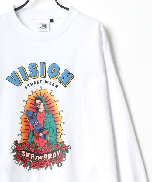 VISION STREET WEAR（ヴィジョンストリートウェア）の「VISION STREET WEAR/ヴィジョンストリートウエア ビッグシルエット ロゴ イラスト バックプリント ロングスリーブTシャツ/レディース メンズ ロンT（Tシャツ/カットソー・メンズ・ホワイト/ブラック/パープル/ブルー/ホワイト系その他/ブラック系その他/ブルー系その他/パープル系その他・LL/M/L）」の2枚目の写真