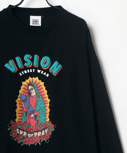 VISION STREET WEAR（ヴィジョンストリートウェア）の「VISION STREET WEAR/ヴィジョンストリートウエア ビッグシルエット ロゴ イラスト バックプリント ロングスリーブTシャツ/レディース メンズ ロンT（Tシャツ/カットソー・メンズ・ホワイト/ブラック/パープル/ブルー/ホワイト系その他/ブラック系その他/ブルー系その他/パープル系その他・LL/M/L）」の4枚目の写真