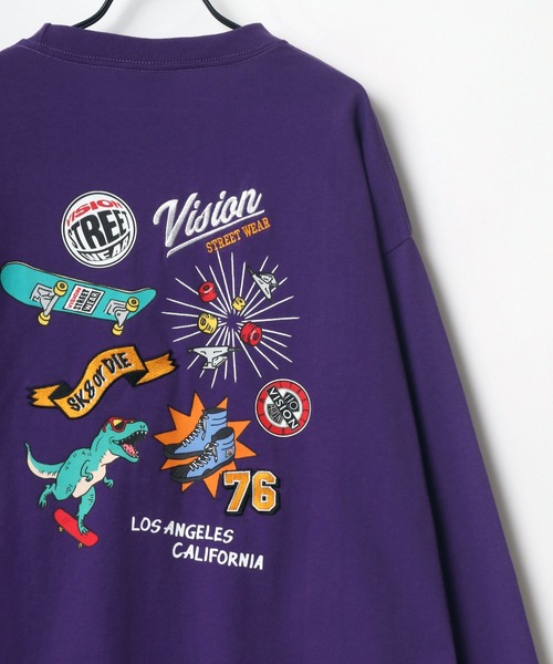 VISION STREET WEAR（ヴィジョンストリートウェア）の「VISION STREET WEAR/ヴィジョンストリートウエア ビッグシルエット ロゴ イラスト バックプリント ロングスリーブTシャツ/レディース メンズ ロンT（Tシャツ/カットソー・メンズ・ホワイト/ブラック/パープル/ブルー/ホワイト系その他/ブラック系その他/ブルー系その他/パープル系その他・LL/M/L）」の7枚目の写真