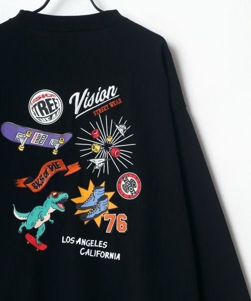 VISION STREET WEAR（ヴィジョンストリートウェア）の「VISION STREET WEAR/ヴィジョンストリートウエア ビッグシルエット ロゴ イラスト バックプリント ロングスリーブTシャツ/レディース メンズ ロンT（Tシャツ/カットソー・メンズ・ホワイト/ブラック/パープル/ブルー/ホワイト系その他/ブラック系その他/ブルー系その他/パープル系その他・LL/M/L）」の3枚目の写真