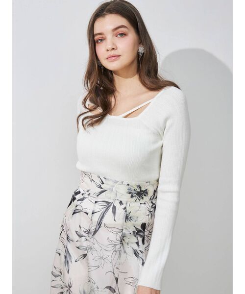 MERCURYDUO（マーキュリーデュオ）の「ナローテープランダムリブニット（ニット/セーター・レディース・ライトブルー/ブラック/オフホワイト/ラベンダー・FREE）」の9枚目の写真