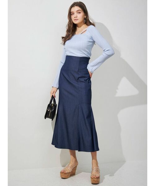 MERCURYDUO（マーキュリーデュオ）の「ナローテープランダムリブニット（ニット/セーター・レディース・ライトブルー/ブラック/オフホワイト/ラベンダー・FREE）」の10枚目の写真