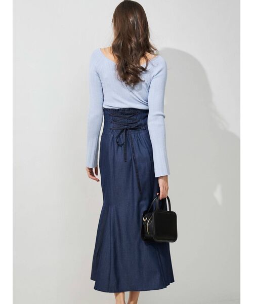 MERCURYDUO（マーキュリーデュオ）の「ナローテープランダムリブニット（ニット/セーター・レディース・ライトブルー/ブラック/オフホワイト/ラベンダー・FREE）」の13枚目の写真