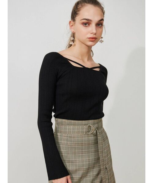 MERCURYDUO（マーキュリーデュオ）の「ナローテープランダムリブニット（ニット/セーター・レディース・ライトブルー/ブラック/オフホワイト/ラベンダー・FREE）」の19枚目の写真