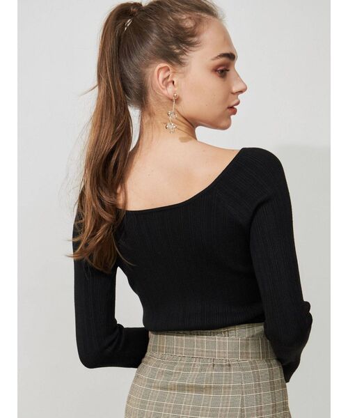 MERCURYDUO（マーキュリーデュオ）の「ナローテープランダムリブニット（ニット/セーター・レディース・ライトブルー/ブラック/オフホワイト/ラベンダー・FREE）」の20枚目の写真