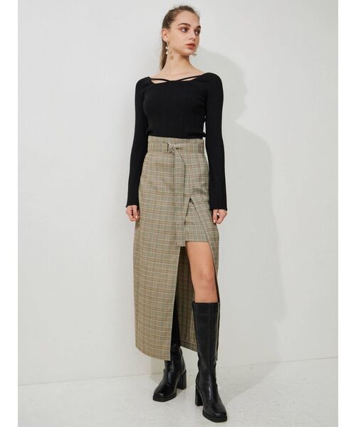 MERCURYDUO（マーキュリーデュオ）の「ナローテープランダムリブニット（ニット/セーター・レディース・ライトブルー/ブラック/オフホワイト/ラベンダー・FREE）」の21枚目の写真