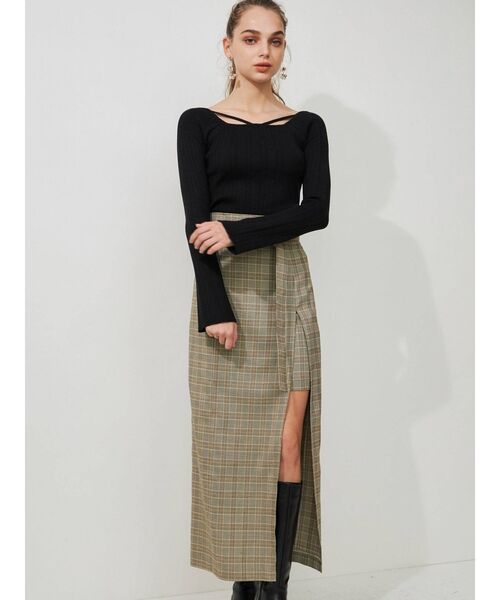 MERCURYDUO（マーキュリーデュオ）の「ナローテープランダムリブニット（ニット/セーター・レディース・ライトブルー/ブラック/オフホワイト/ラベンダー・FREE）」の22枚目の写真