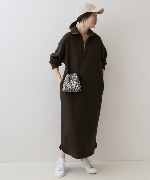 SLOBE IENA（スローブイエナ）の「裏毛ハーフジップワンピース