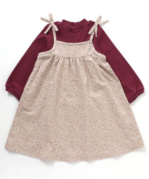 apres les cours（アプレレクール）の「3柄肩リボンドッキングワンピース（ワンピース・キッズ・オフホワイト/ワインレッド/アイボリー・140/90/110/120/130/80/100）」の7枚目の写真