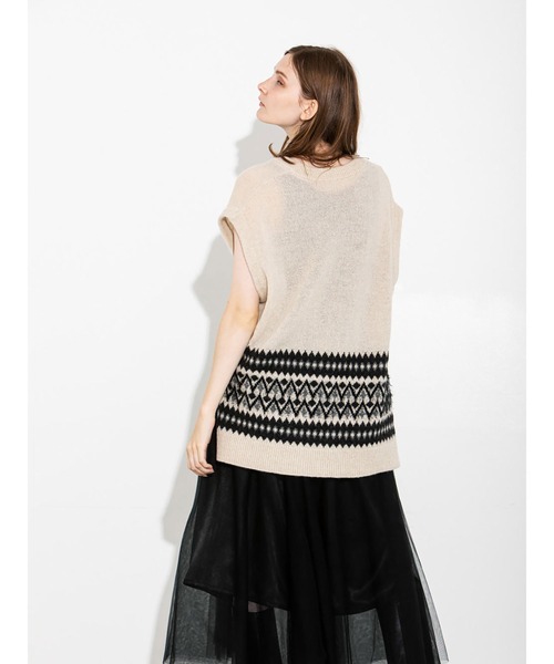 enchainement(アンシェヌマン)の「Alpaca Wool Nordic Vest(ニット/セーター・レディース・オフホワイト/チャコールグレー・フリー)」の4枚目の写真