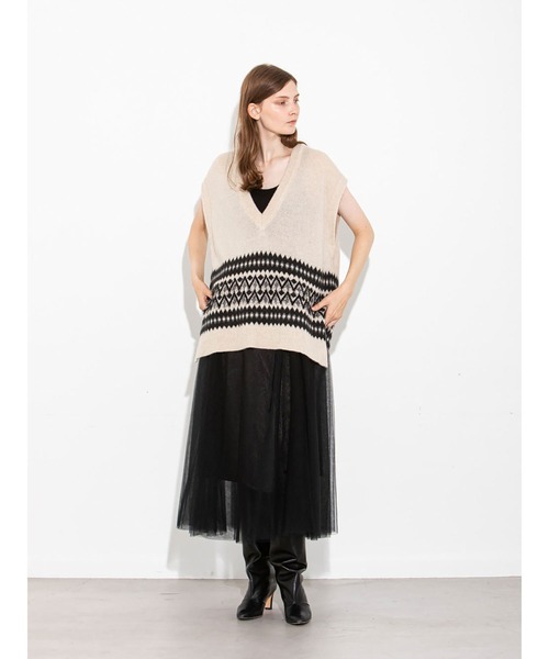 enchainement(アンシェヌマン)の「Alpaca Wool Nordic Vest(ニット/セーター・レディース・オフホワイト/チャコールグレー・フリー)」の6枚目の写真