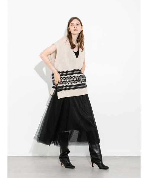 enchainement(アンシェヌマン)の「Alpaca Wool Nordic Vest(ニット/セーター・レディース・オフホワイト/チャコールグレー・フリー)」の8枚目の写真