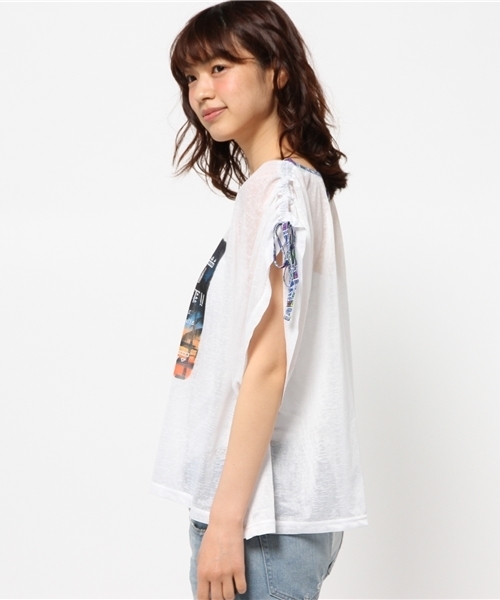 チチカカ（チチカカ）の「サンセットクリアーポンチョ　　　　　　　　　　　（Tシャツ/カットソー・レディース・ホワイト/レッド/ネイビー・FREE）」の5枚目の写真