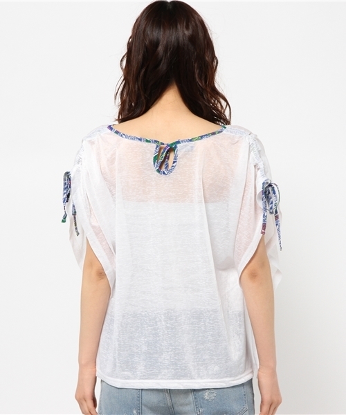 チチカカ（チチカカ）の「サンセットクリアーポンチョ　　　　　　　　　　　（Tシャツ/カットソー・レディース・ホワイト/レッド/ネイビー・FREE）」の7枚目の写真