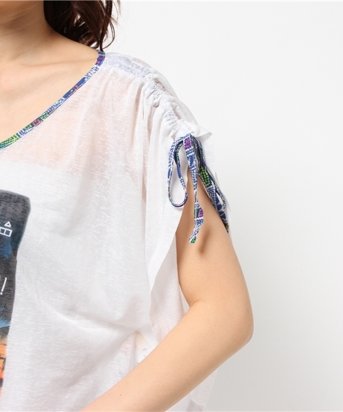 チチカカ（チチカカ）の「サンセットクリアーポンチョ　　　　　　　　　　　（Tシャツ/カットソー・レディース・ホワイト/レッド/ネイビー・FREE）」の10枚目の写真