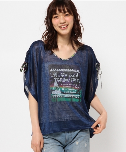 チチカカ（チチカカ）の「サンセットクリアーポンチョ　　　　　　　　　　　（Tシャツ/カットソー・レディース・ホワイト/レッド/ネイビー・FREE）」の16枚目の写真