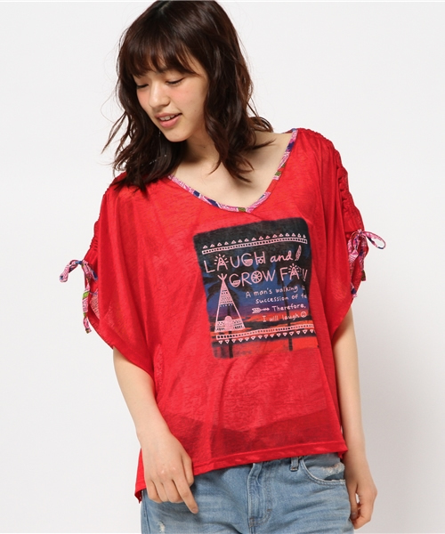 チチカカ（チチカカ）の「サンセットクリアーポンチョ　　　　　　　　　　　（Tシャツ/カットソー・レディース・ホワイト/レッド/ネイビー・FREE）」の13枚目の写真