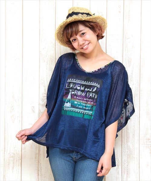 チチカカ（チチカカ）の「サンセットクリアーポンチョ　　　　　　　　　　　（Tシャツ/カットソー・レディース・ホワイト/レッド/ネイビー・FREE）」の18枚目の写真