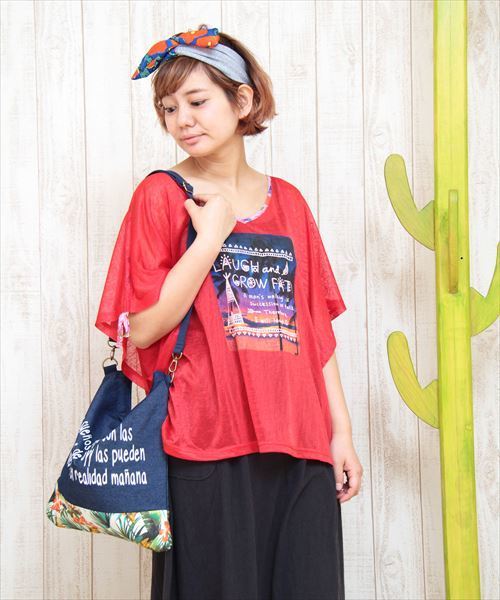 チチカカ（チチカカ）の「サンセットクリアーポンチョ　　　　　　　　　　　（Tシャツ/カットソー・レディース・ホワイト/レッド/ネイビー・FREE）」の19枚目の写真