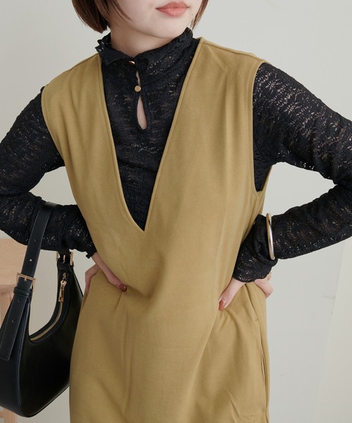 natural couture(ナチュラルクチュール)の「大人上品な首元に/ストレッチレース2WAYタートル(Tシャツ/カットソー・レディース・ブラック/ブラウン/オレンジ/アイボリー・FREE)」の12枚目の写真