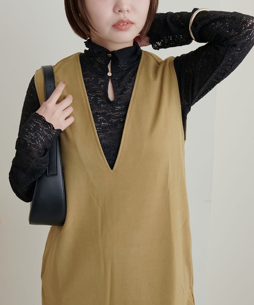 natural couture(ナチュラルクチュール)の「大人上品な首元に/ストレッチレース2WAYタートル(Tシャツ/カットソー・レディース・ブラック/ブラウン/オレンジ/アイボリー・FREE)」の13枚目の写真
