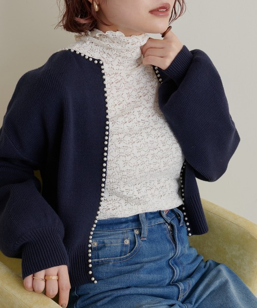 natural couture(ナチュラルクチュール)の「大人上品な首元に/ストレッチレース2WAYタートル(Tシャツ/カットソー・レディース・ブラック/ブラウン/オレンジ/アイボリー・FREE)」の9枚目の写真