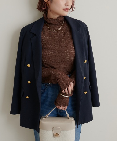 natural couture(ナチュラルクチュール)の「大人上品な首元に/ストレッチレース2WAYタートル(Tシャツ/カットソー・レディース・ブラック/ブラウン/オレンジ/アイボリー・FREE)」の19枚目の写真