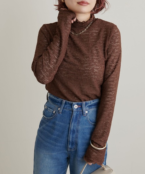 natural couture(ナチュラルクチュール)の「大人上品な首元に/ストレッチレース2WAYタートル(Tシャツ/カットソー・レディース・ブラック/ブラウン/オレンジ/アイボリー・FREE)」の20枚目の写真