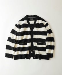WOOL ALPACA RIPPED KNIT CARDIGAN