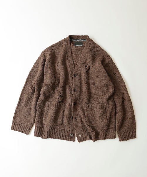 NUMBER (N)INE(ナンバーナイン)の「WOOL ALPACA RIPPED KNIT CARDIGAN(カーディガン/ボレロ・メンズ・ブラック/ブラウン/ブラック×グレー/ブラック×ホワイト・2/4/3)」の4枚目の写真