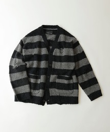 WOOL ALPACA RIPPED KNIT CARDIGAN