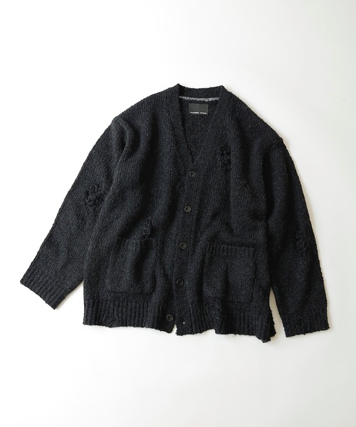 NUMBER (N)INE(ナンバーナイン)の「WOOL ALPACA RIPPED KNIT CARDIGAN(カーディガン/ボレロ・メンズ・ブラック/ブラウン/ブラック×グレー/ブラック×ホワイト・2/4/3)」の1枚目の写真