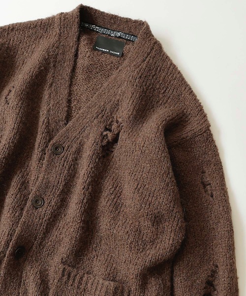 NUMBER (N)INE(ナンバーナイン)の「WOOL ALPACA RIPPED KNIT CARDIGAN(カーディガン/ボレロ・メンズ・ブラック/ブラウン/ブラック×グレー/ブラック×ホワイト・2/4/3)」の6枚目の写真