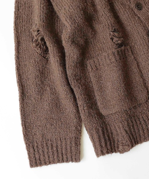 NUMBER (N)INE(ナンバーナイン)の「WOOL ALPACA RIPPED KNIT CARDIGAN(カーディガン/ボレロ・メンズ・ブラック/ブラウン/ブラック×グレー/ブラック×ホワイト・2/4/3)」の16枚目の写真
