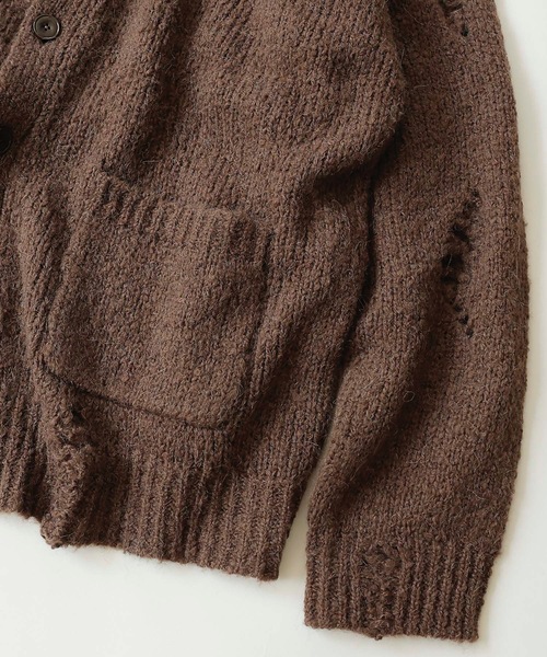 NUMBER (N)INE(ナンバーナイン)の「WOOL ALPACA RIPPED KNIT CARDIGAN(カーディガン/ボレロ・メンズ・ブラック/ブラウン/ブラック×グレー/ブラック×ホワイト・2/4/3)」の21枚目の写真