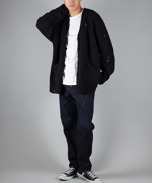 NUMBER (N)INE(ナンバーナイン)の「WOOL ALPACA RIPPED KNIT CARDIGAN(カーディガン/ボレロ・メンズ・ブラック/ブラウン/ブラック×グレー/ブラック×ホワイト・2/4/3)」の17枚目の写真