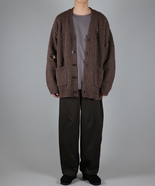 NUMBER (N)INE(ナンバーナイン)の「WOOL ALPACA RIPPED KNIT CARDIGAN(カーディガン/ボレロ・メンズ・ブラック/ブラウン/ブラック×グレー/ブラック×ホワイト・2/4/3)」の19枚目の写真