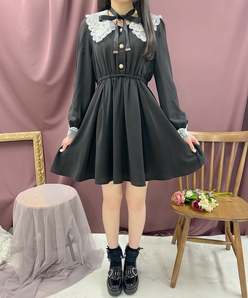専用gentil ジャンティ 超豪華 ワンピース チョーカー オレンジ 装飾 DearMyLove ワンピース 十字架チェーンチョーカー風レースアップ