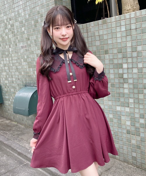 タグ付き未使用　ロジータチョーカー付きワンピース　ピンク ロジータ ROJITA 花柄ロングワンピース （ピンク