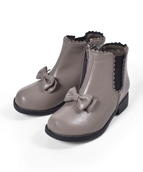 BeBe（ベベ）の「BeBe/合皮リボンブーツ(16~21cm)（ブーツ・キッズ・グレー/ブラウン・18/19/20/21/16/17）」の9枚目の写真