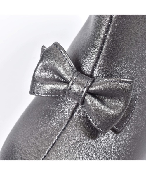 BeBe（ベベ）の「BeBe/合皮リボンブーツ(16~21cm)（ブーツ・キッズ・グレー/ブラウン・18/19/20/21/16/17）」の4枚目の写真