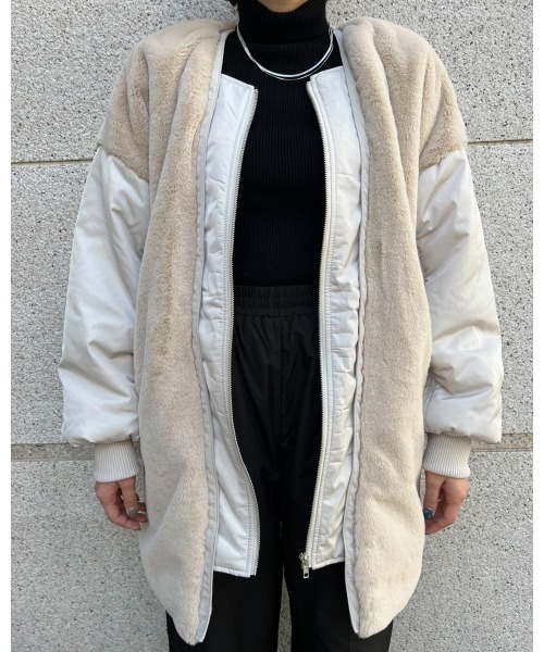 LiSeek（リシーク）の「【LiSeeK】ファーベストドッキングブルゾン（ブルゾン・レディース・アイボリー/ブラック・FREE）」の12枚目の写真