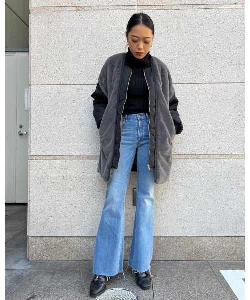 LiSeek（リシーク）の「【LiSeeK】ファーベストドッキングブルゾン（ブルゾン・レディース・アイボリー/ブラック・FREE）」の4枚目の写真