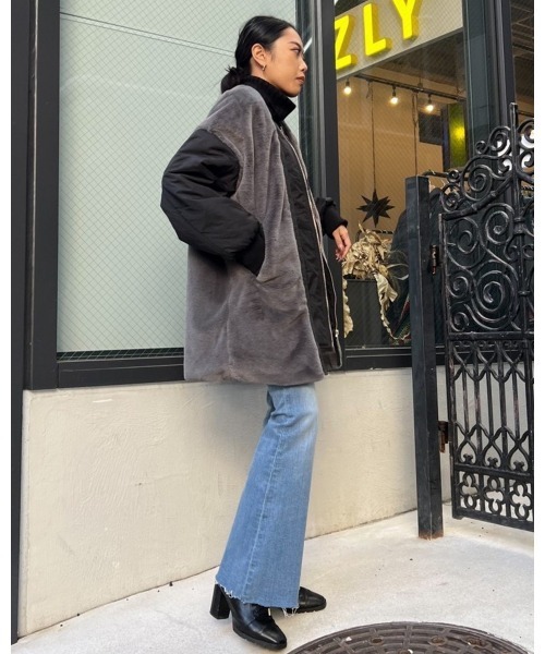 LiSeek（リシーク）の「【LiSeeK】ファーベストドッキングブルゾン（ブルゾン・レディース・アイボリー/ブラック・FREE）」の6枚目の写真