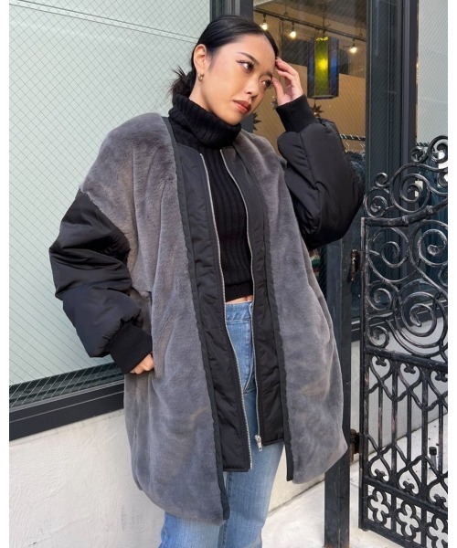 LiSeek（リシーク）の「【LiSeeK】ファーベストドッキングブルゾン（ブルゾン・レディース・アイボリー/ブラック・FREE）」の3枚目の写真