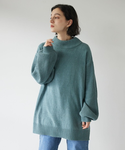 CRAFT STANDARD BOUTIQUE（クラフトスタンダードブティック）の「モールハイネックチュニック　◆（ニット/セーター・レディース・ライトグリーン/アイボリー/ライトパープル/ライトグレー・FREE）」の4枚目の写真