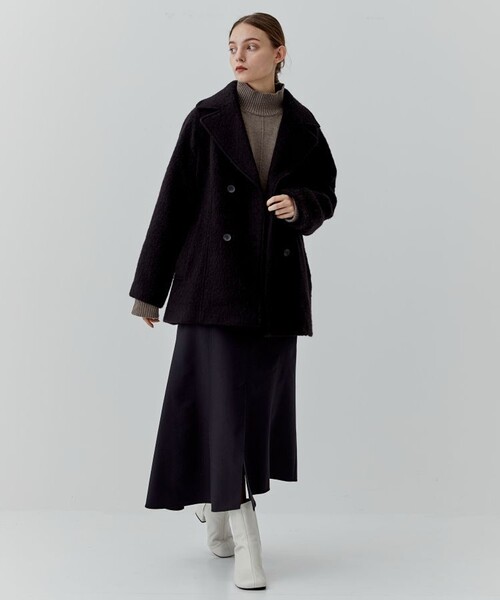 city（シティ）の「【CITY】カラーモヘアシャギーコート（チェスターコート・レディース・ブラック/ライトグリーン・1/2）」の3枚目の写真