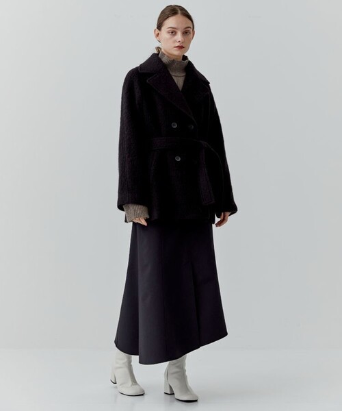 city（シティ）の「【CITY】カラーモヘアシャギーコート（チェスターコート・レディース・ブラック/ライトグリーン・1/2）」の4枚目の写真